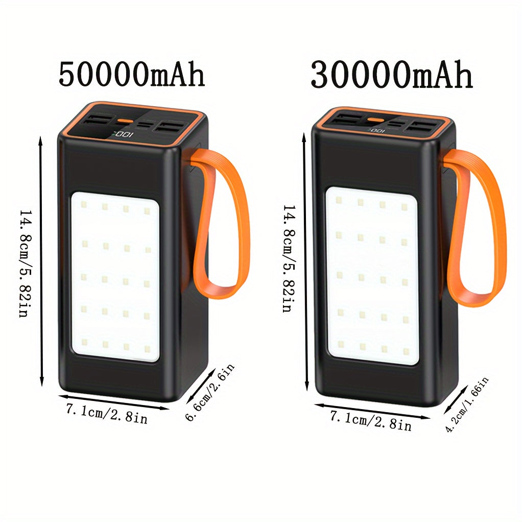 Banco de energía de 50000mAh con pantalla LED y luces de camping integradas para uso de emergencia al aire libre