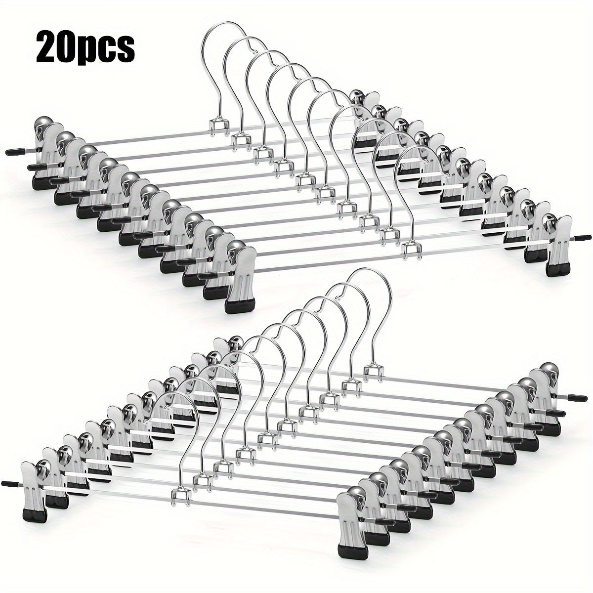 Metal Pants Hangers with Clips Pack of 10 or 20 Heavy Duty Slim Skirt Hangers