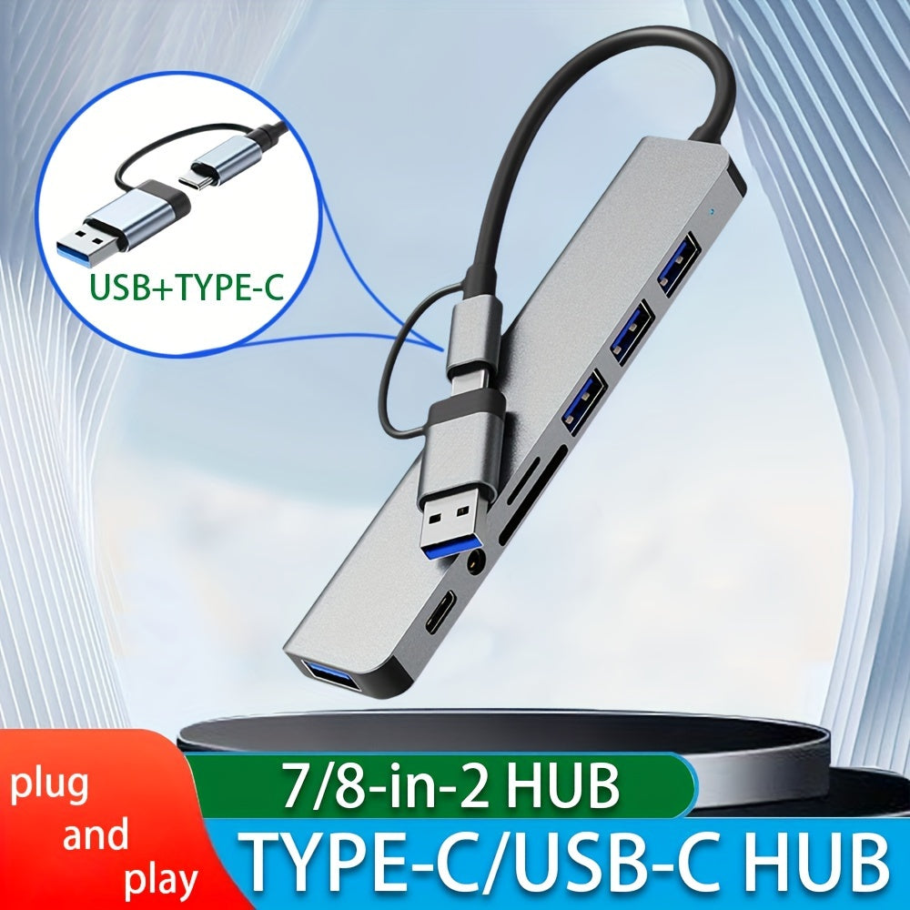 7-in-1 USB-C Hub Adapter with Card Reader Multiport Docking Station for MacBook Pro and Type-C Devices