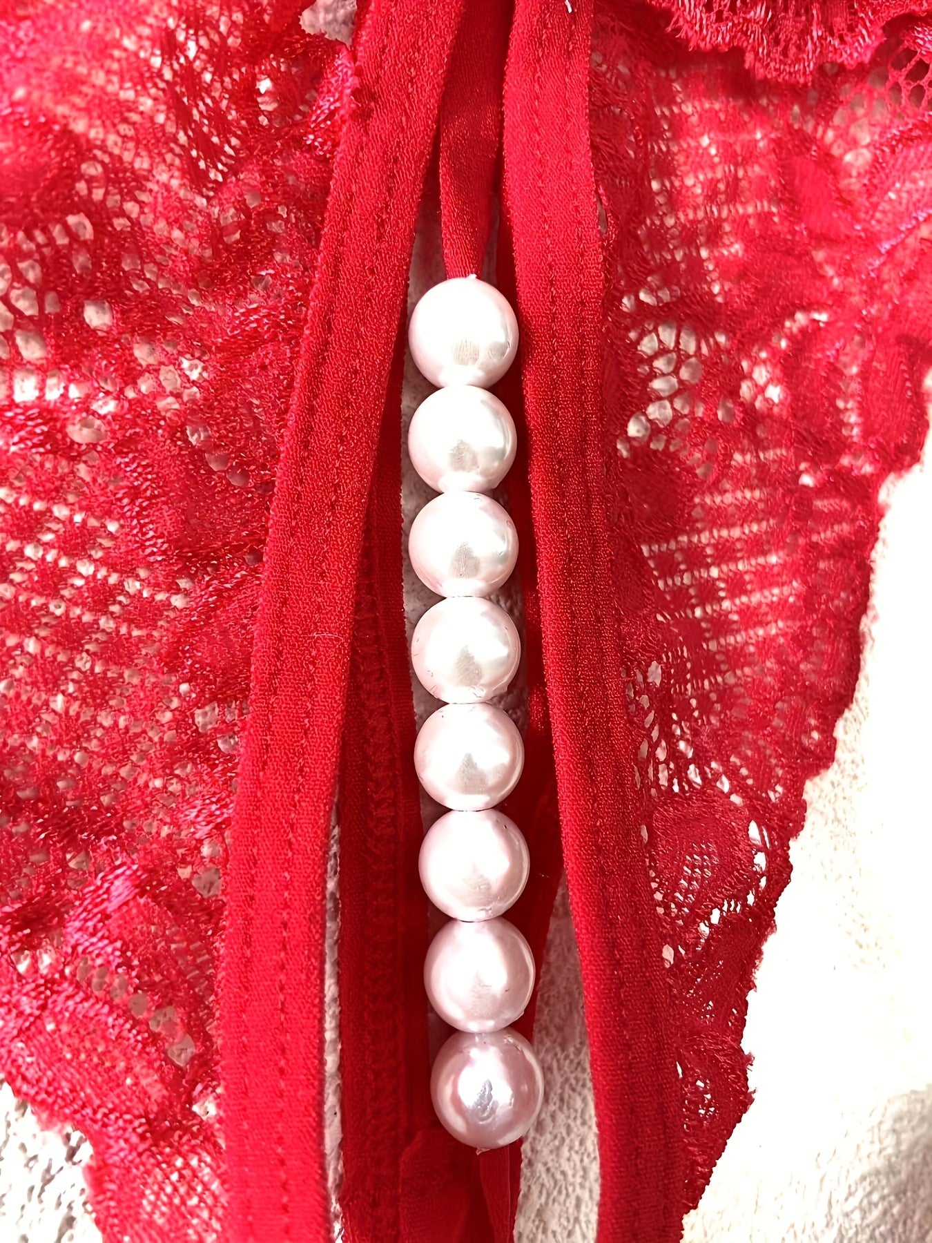 Women's Lace Open Crotch Thongs with Bow Mesh Panties Sexy Lingerie