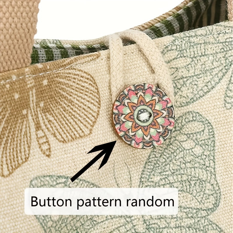 Canvas Tote Bag with Butterfly Print for School Travel Picnic Office