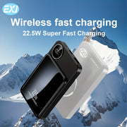 Портативный магнитный беспроводной аккумулятор емкостью 10000 мАч с USB-C и LED-дисплеем для iPhone 12-16