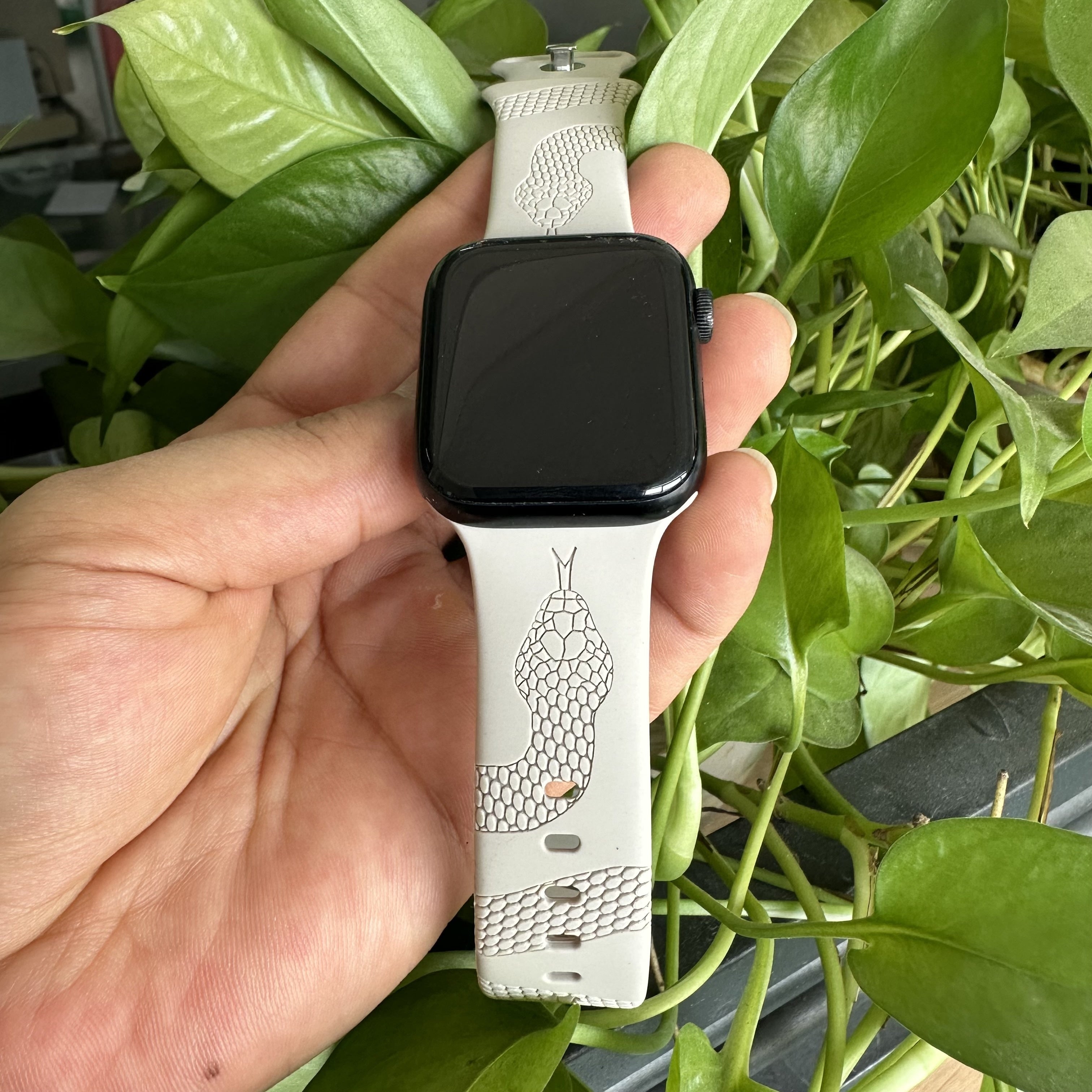 Engraved Snake Silicone Watch Band for Apple Watch All Series Durable Comfortable Strap