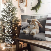 Double-Sided Lop Eared Rabbit Pillow Cover Square Cushion Case Christmas Home Decor Polyester