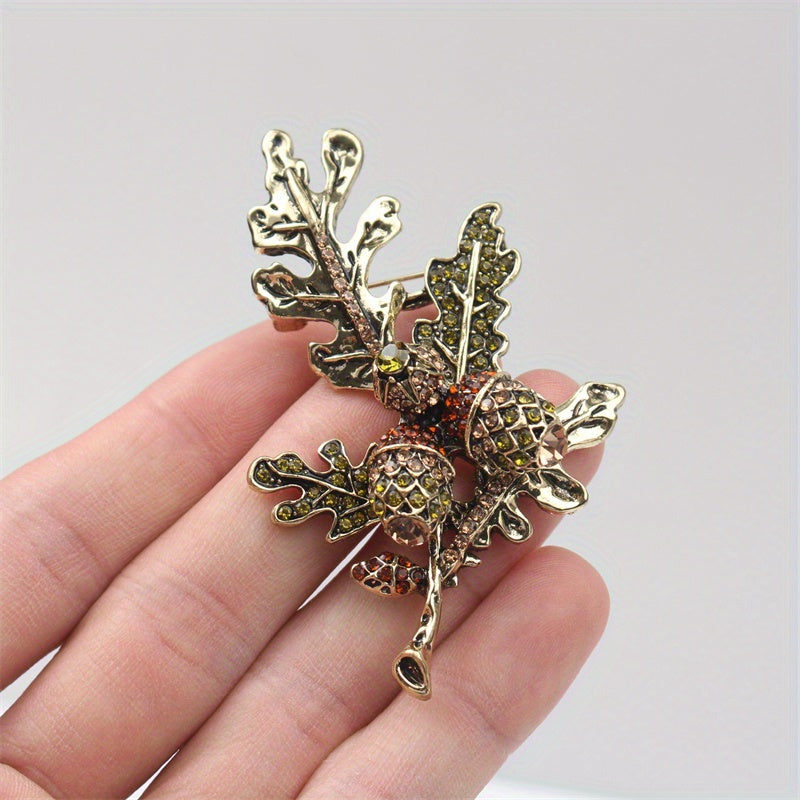 Rangli shisha bargi bilan emalli brosh, vintage ilhomlantirilgan lychee shoxchasi uchun palto pinlari
