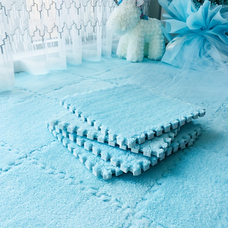 Velvet Patchwork Floor Mat for Room Bay Window with Storage Washable