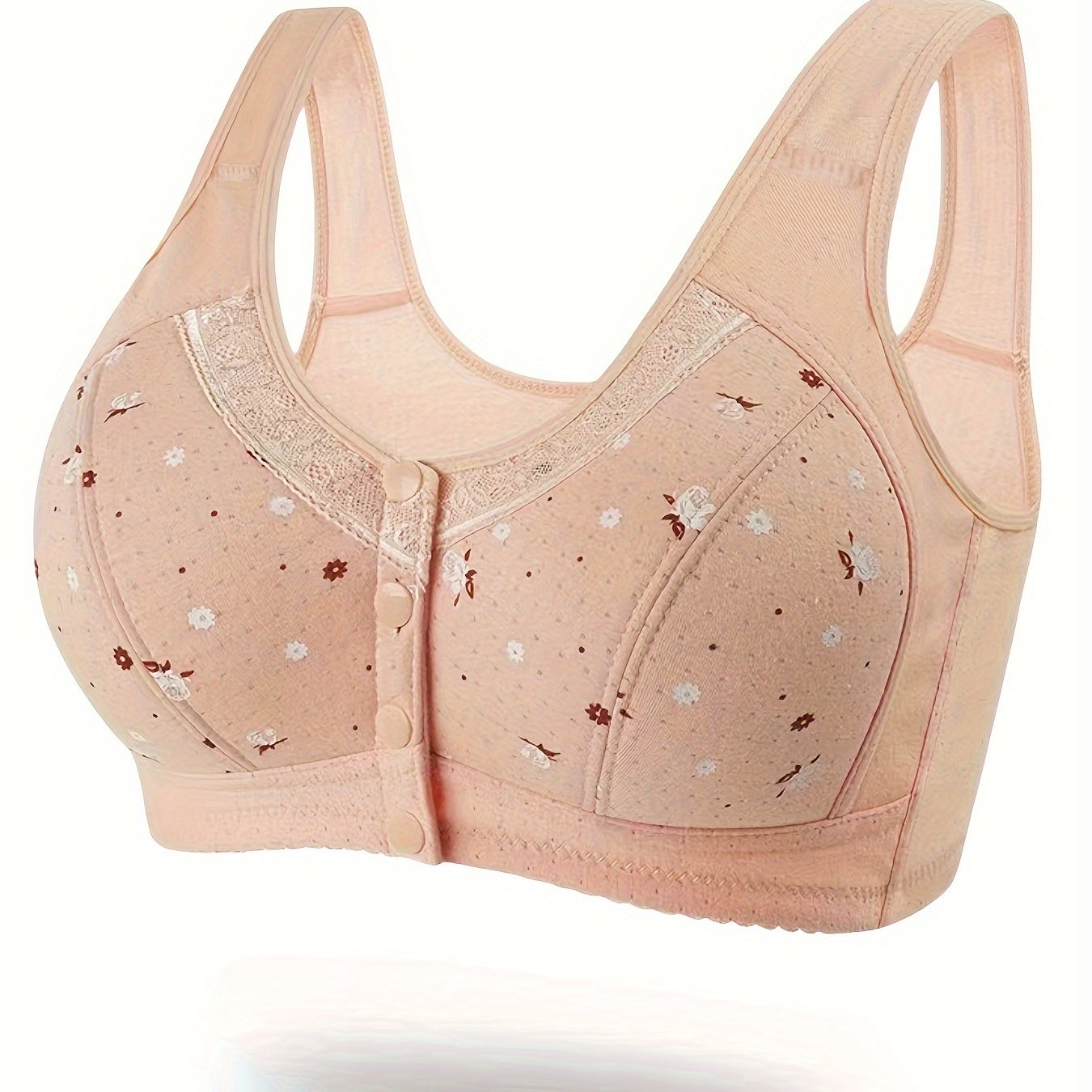 Floral Print Wireless Bralette Polyester Elastane Light Support No Padding