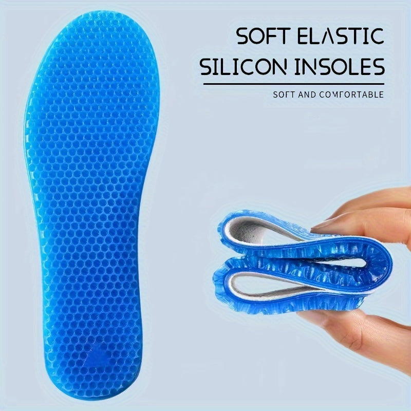 Unisex Silicone Honeycomb Insoles Shock Absorption Anti-Heel Pain Ultra-Soft