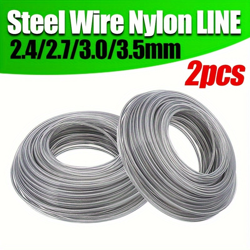 2-Pack Steel Wire Core Nylon Trimmer Line for Grass Cutter 10m 2.4-3.5mm