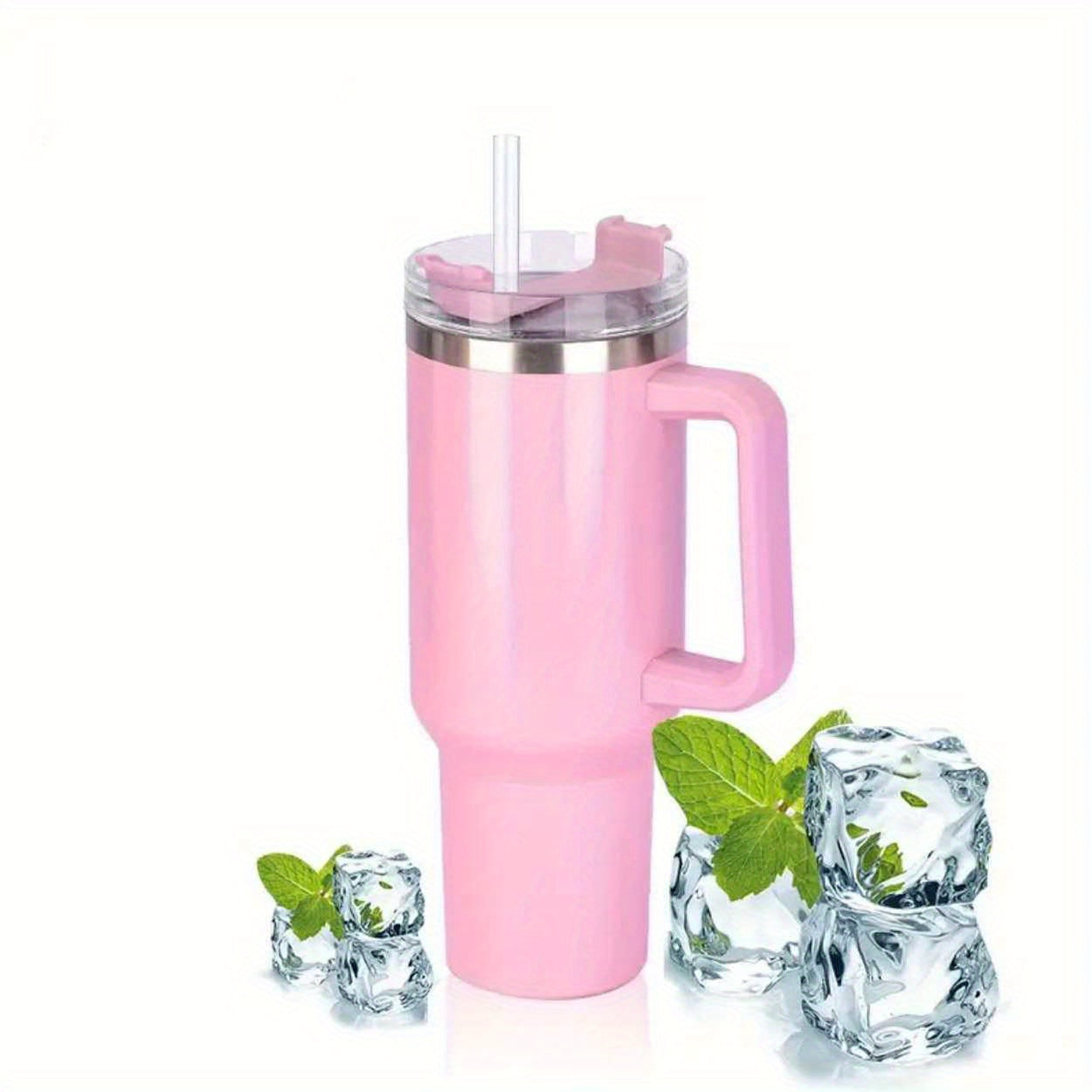 Rainbow Gradient 40 oz Insulated Travel Mug with Handle and Straw