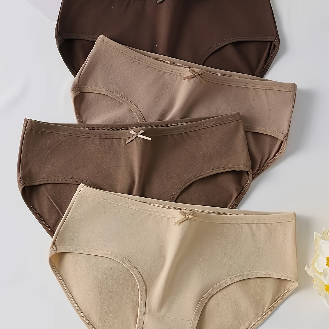 Women's Cotton Briefs 4-Pack Low-Rise Seamless Breathable Knit Underwear