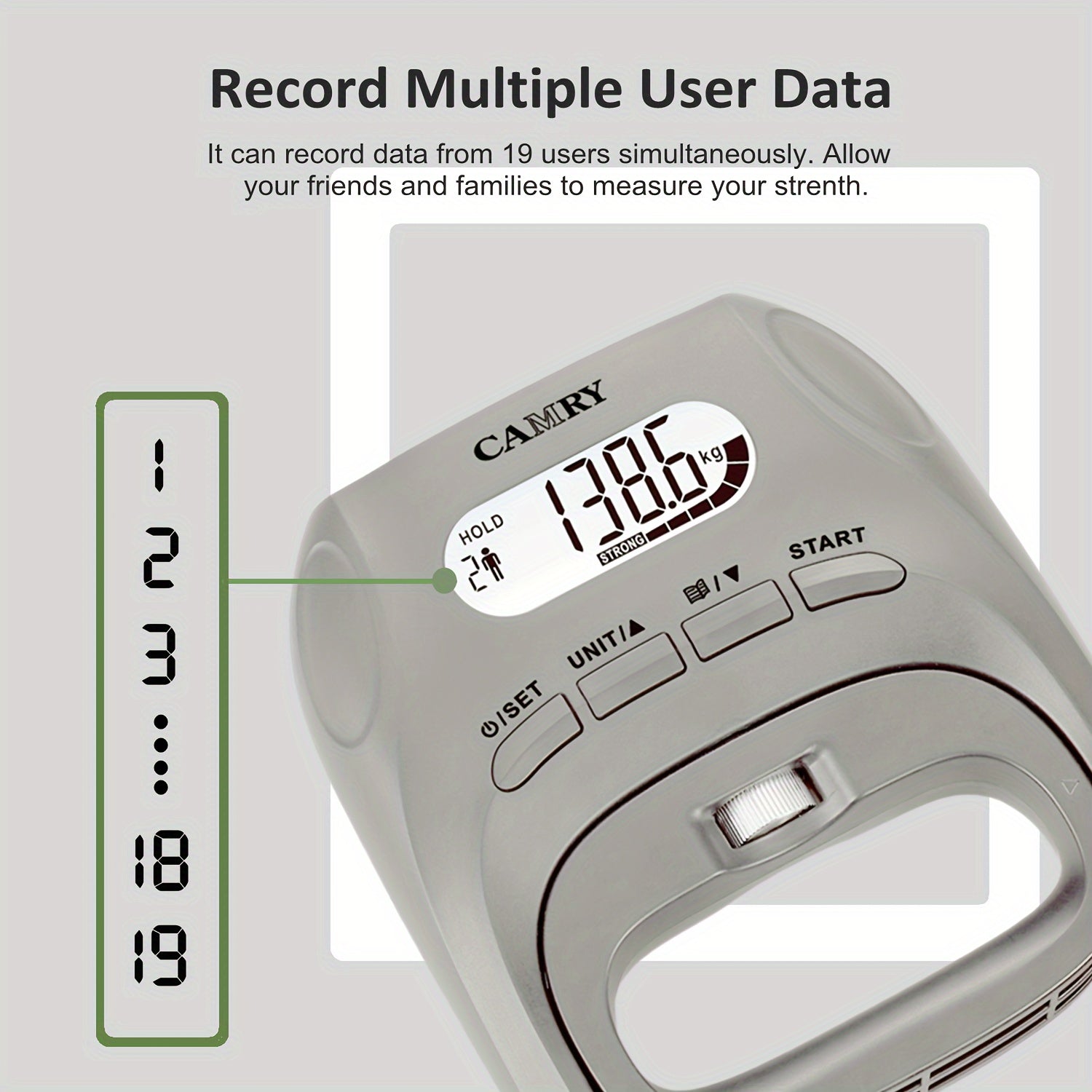 Digital Hand Dynamometer Grip Strength Meter LCD Display No Battery Needed