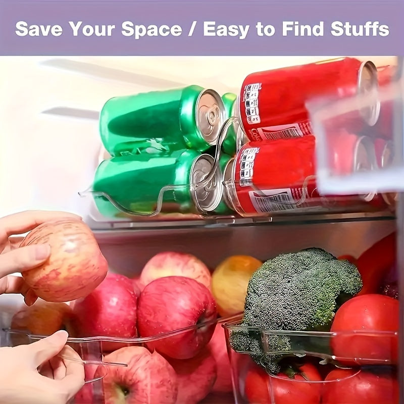 Refrigerator Organizer Bins for Soda Cans, Clear Plastic Pantry Storage, Stackable Can Dispensers