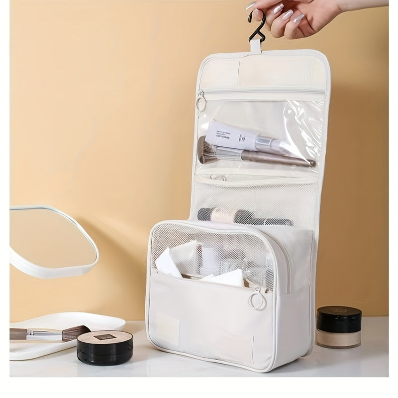 Women's Large Capacity Water-Resistant Makeup Bag With Hanging Hook Organizer