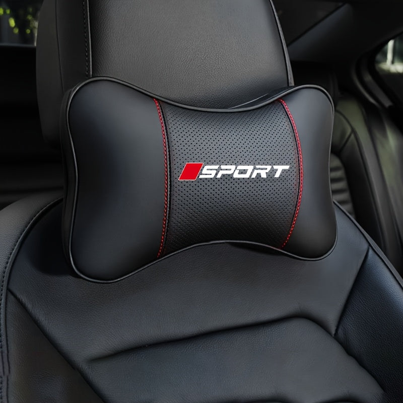 Unisex Breathable Faux Leather Windmill Car Headrest Cover with SPORT Logo