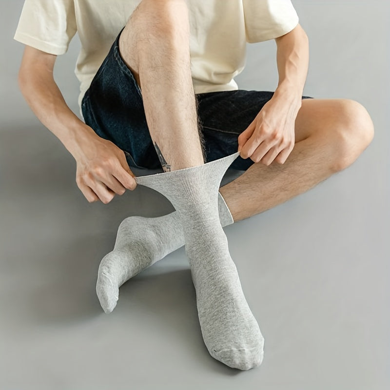 Men's Crew Socks Breathable Cotton Blend Plain Color Spring Autumn EUR 39-50