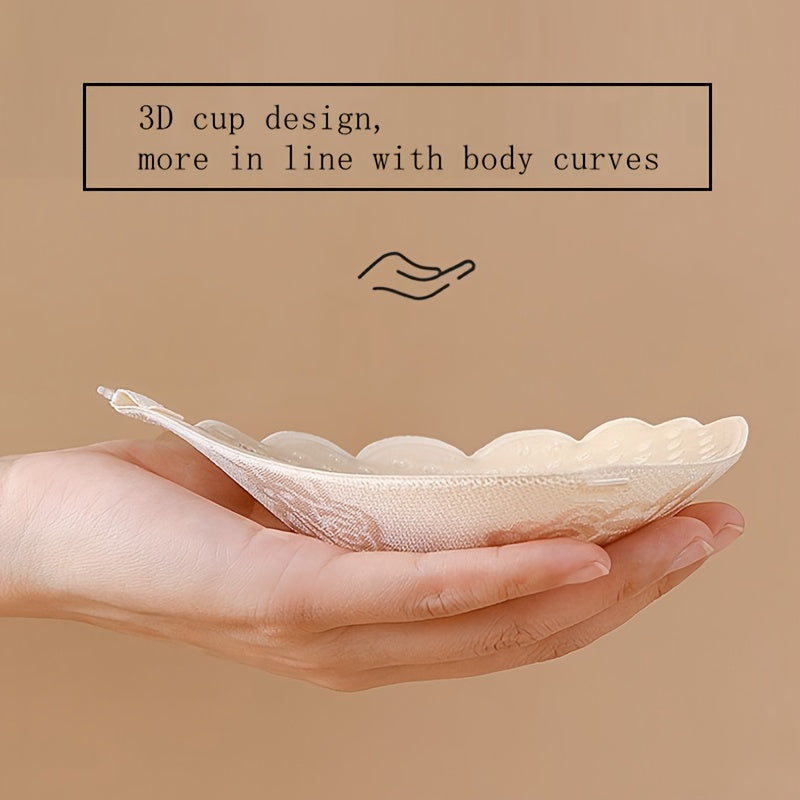 Women's Strapless Push-Up Bra with Nipple Covers and Front Buckle Support