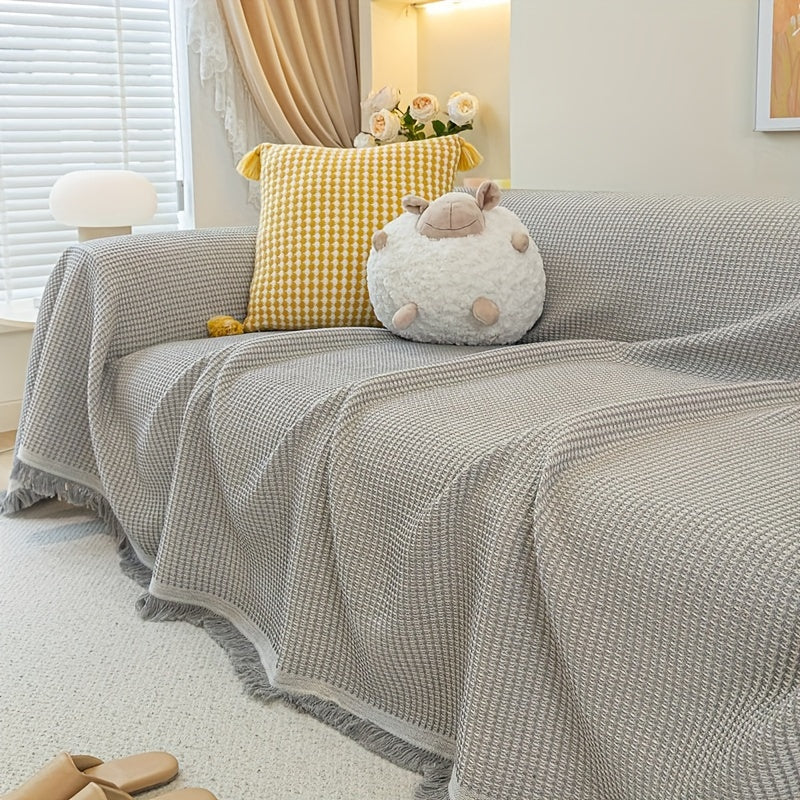 Zamonaviy Tassel divan qopqog'i xavfsiz mos keladi, chang va hayvonlardan himoya qiladi, tozalash oson