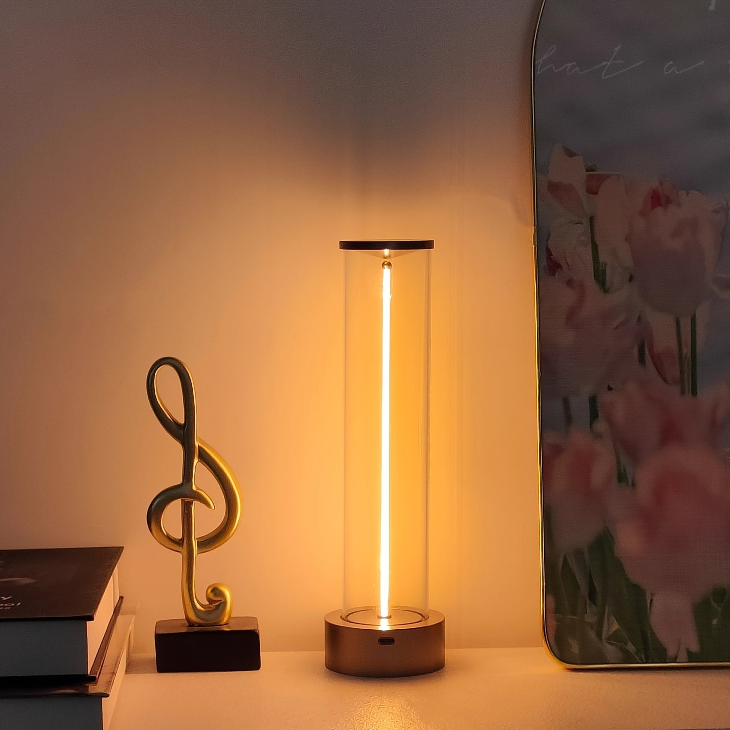 Rechargeable Touch-Control Bedside Lamp with Dimmable Levels and USB Power