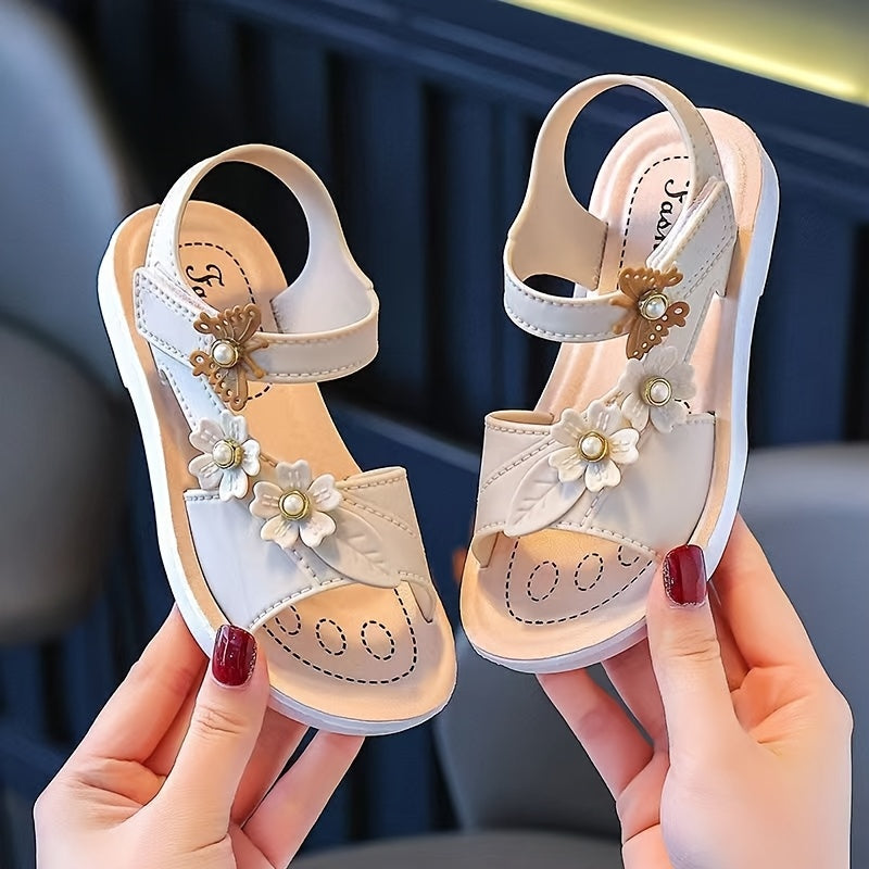 Girls' Floral Sandals with Soft Soles for Casual Summer