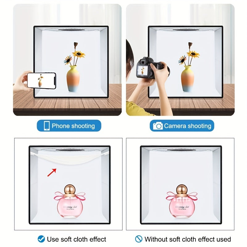 40cm portativ halqa chiroq studiya qutisi, 6 ta rangli fon bilan, zargarlik buyumlari fotosurati uchun