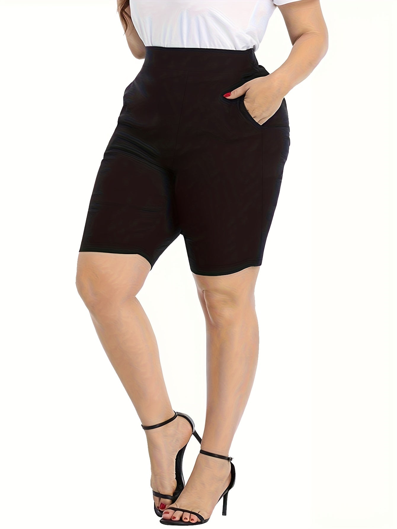 Plus Size Shorts Set of Three, Cotton, Casual, Multicolor