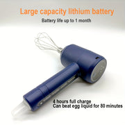 Portable Electric Handheld Whisk Mixer with USB Rechargeable Battery, 3-Speed, Stainless Steel Whisks for Baking and Cooking