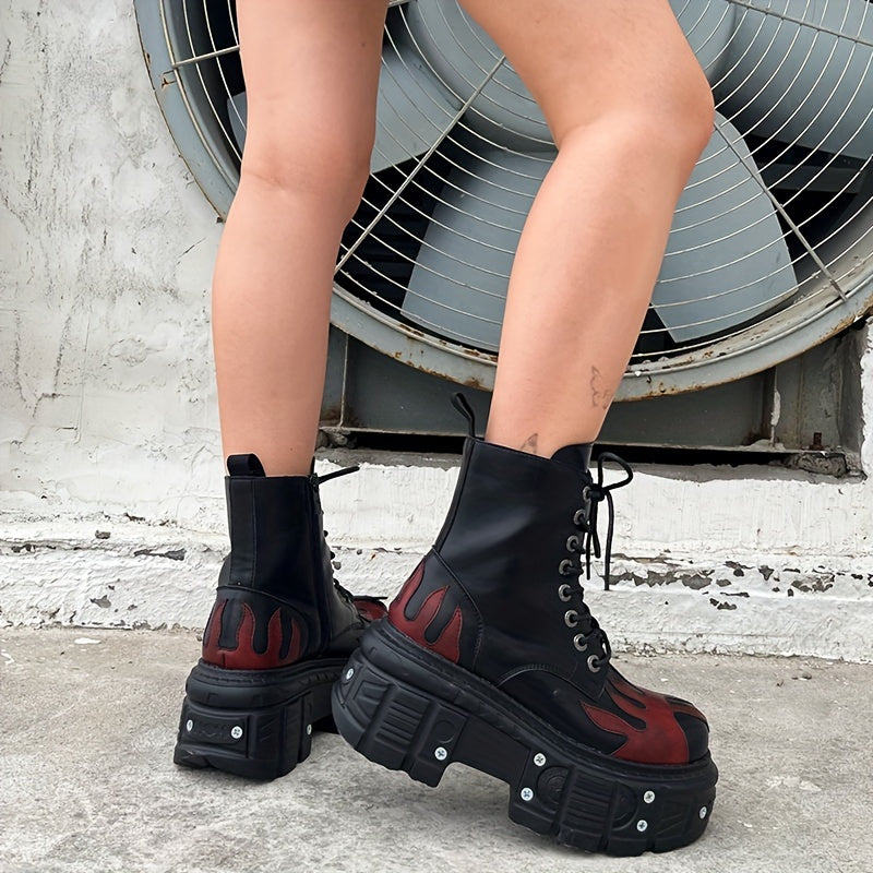 Women's Black Leather Ankle Boots with High Heels and Metal Decor