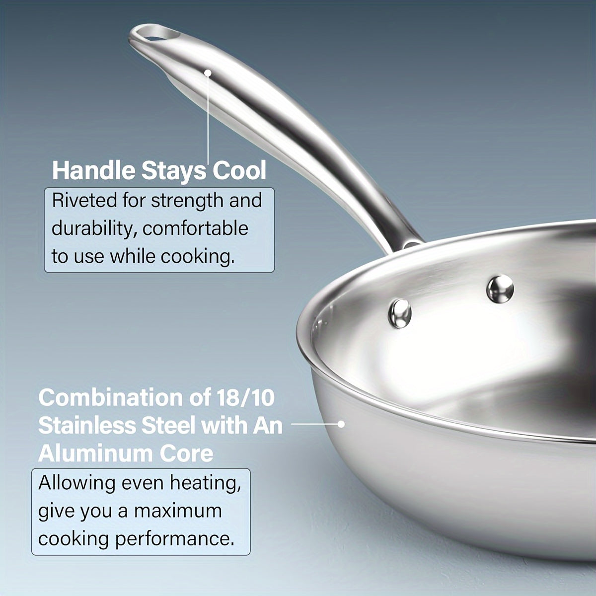 Juego de sartenes antiadherentes de acero inoxidable apto para horno y compatible con inducción