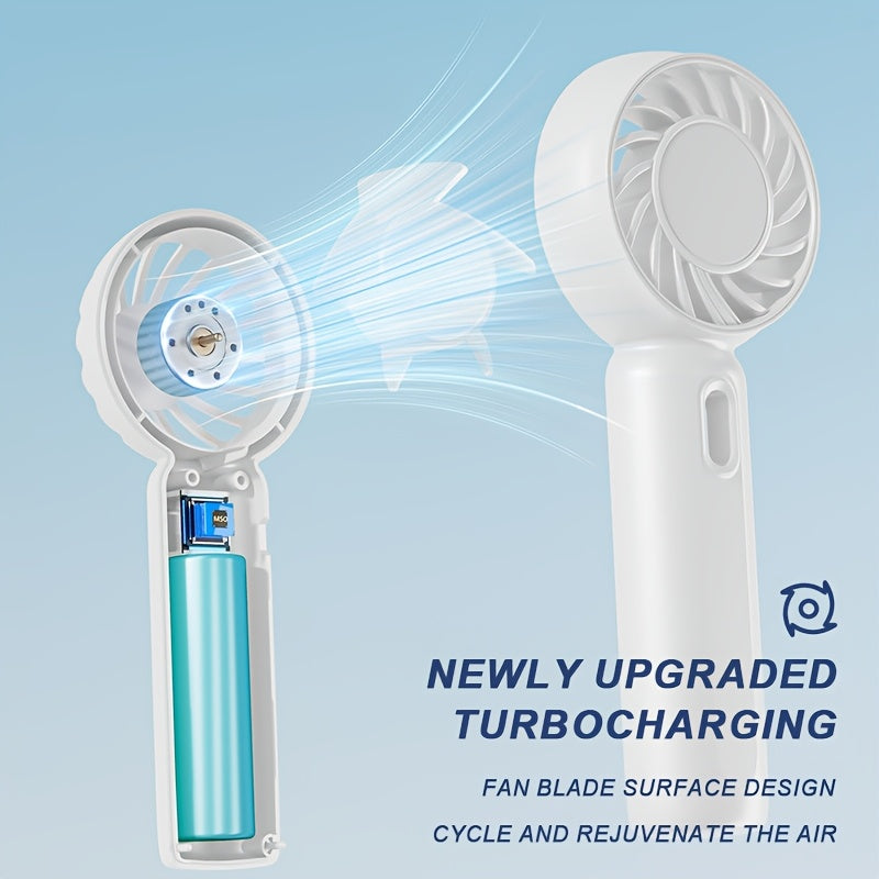 Portable USB Fan with 3 Speeds Lightweight Battery-Powered for Travel Office Outdoor in Pink Green White