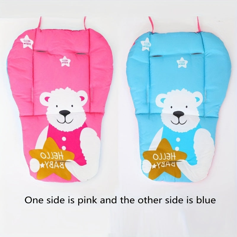 Almohadilla de asiento para cochecito de bebé, reversible, de algodón, para niños, con diseño de oveja y perro en dibujos animados