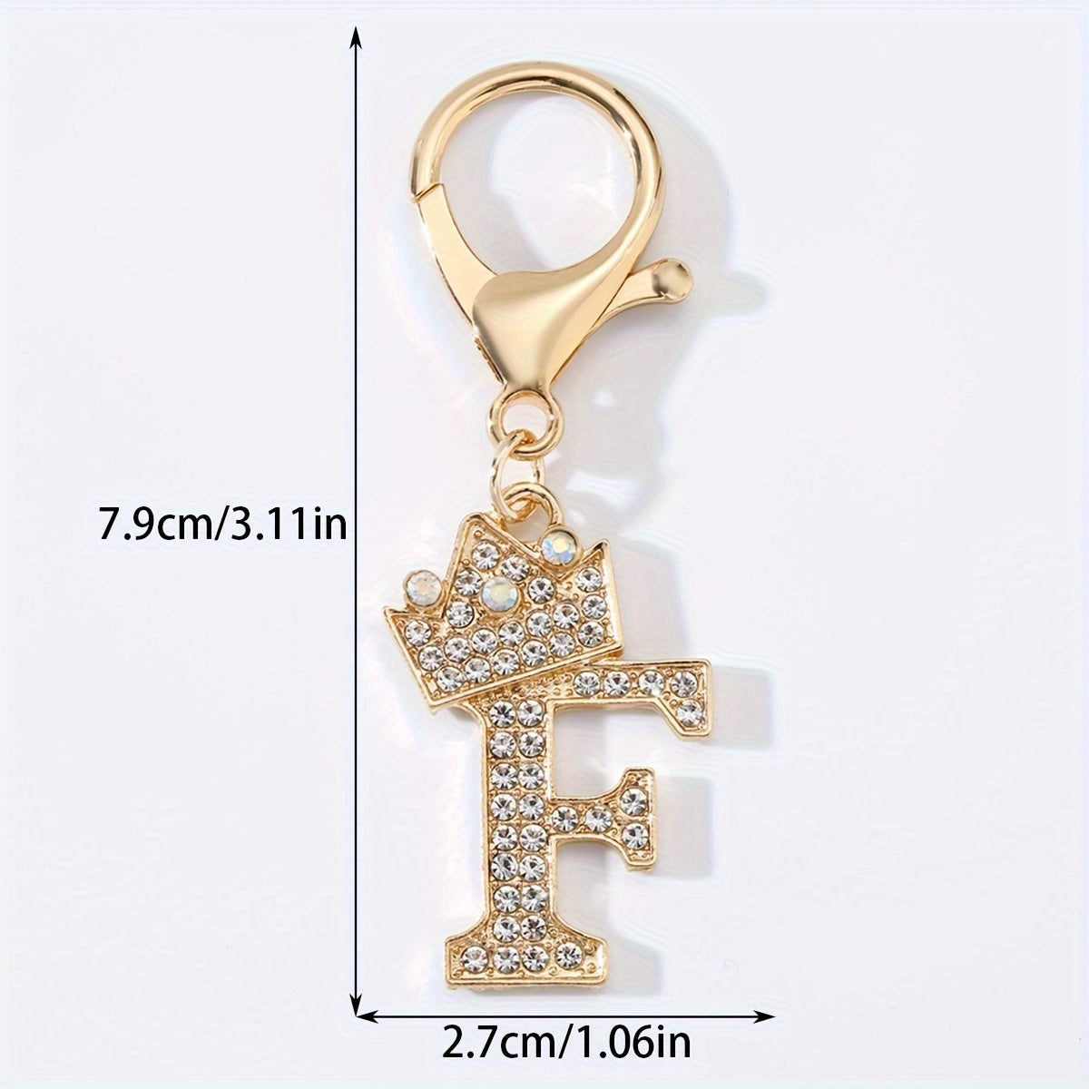 Men's Zinc Alloy Keychain with Artificial Diamond Crown and Letter Charms