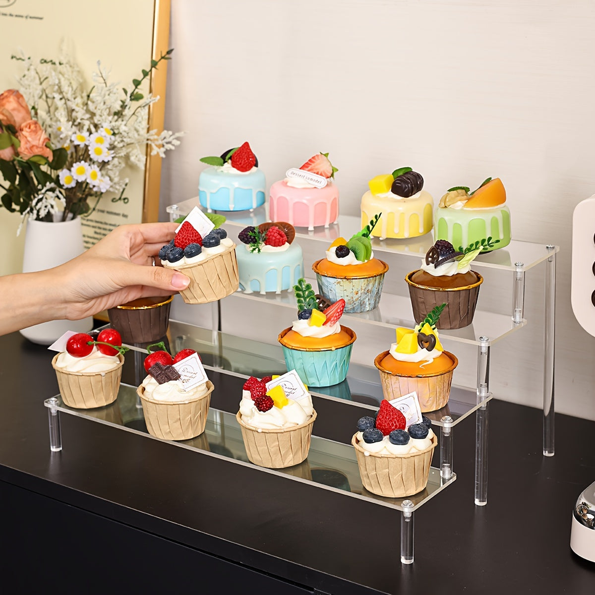 Transparent Ladder Style Storage Rack for Perfumes Lipsticks Nail Polishes and Skincare Multi-Functional Display Shelf