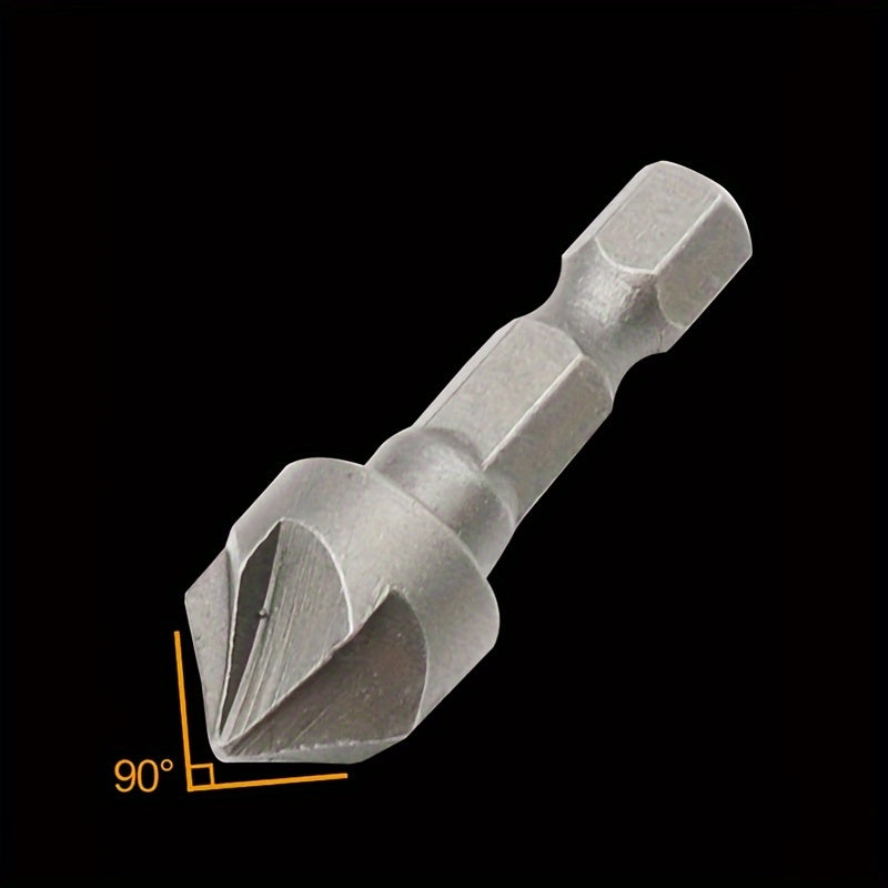 3-Pack Hex Shank Countersink Drill Bits Metal Chamfering Woodworking Hole Opener