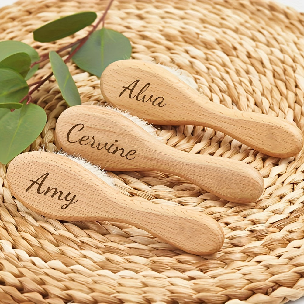 Personalized Wooden Hair Brush with Engraving Ramadan Sheep Star Moon Gift