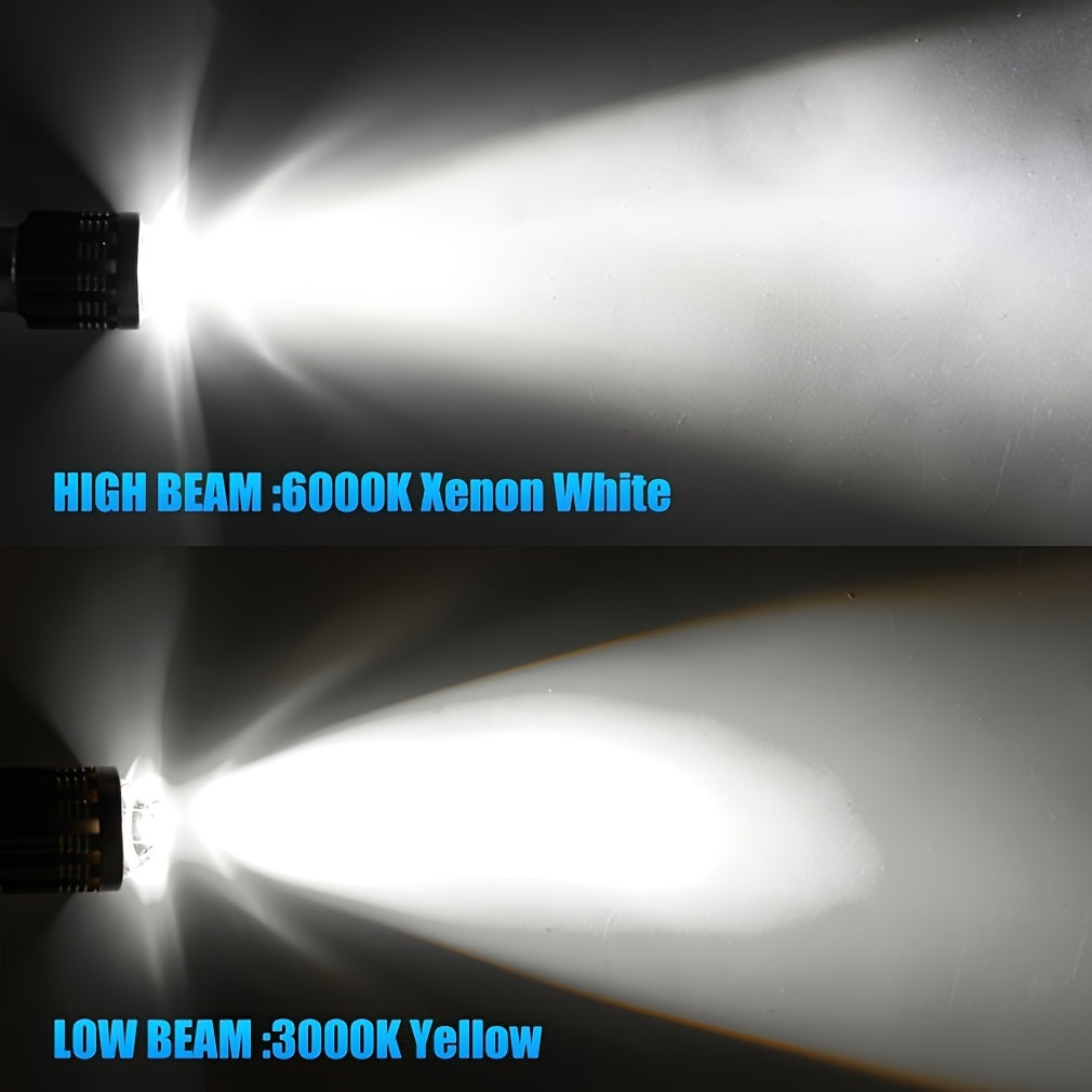 Motorcycle H4 LED Headlight Double Color Hi Lo Beam Front Light