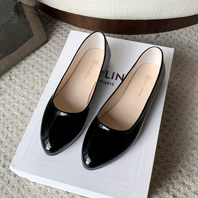 Zapatos planos de punta afilada con correa en el tobillo de cuero sintético para mujer negro blanco beige