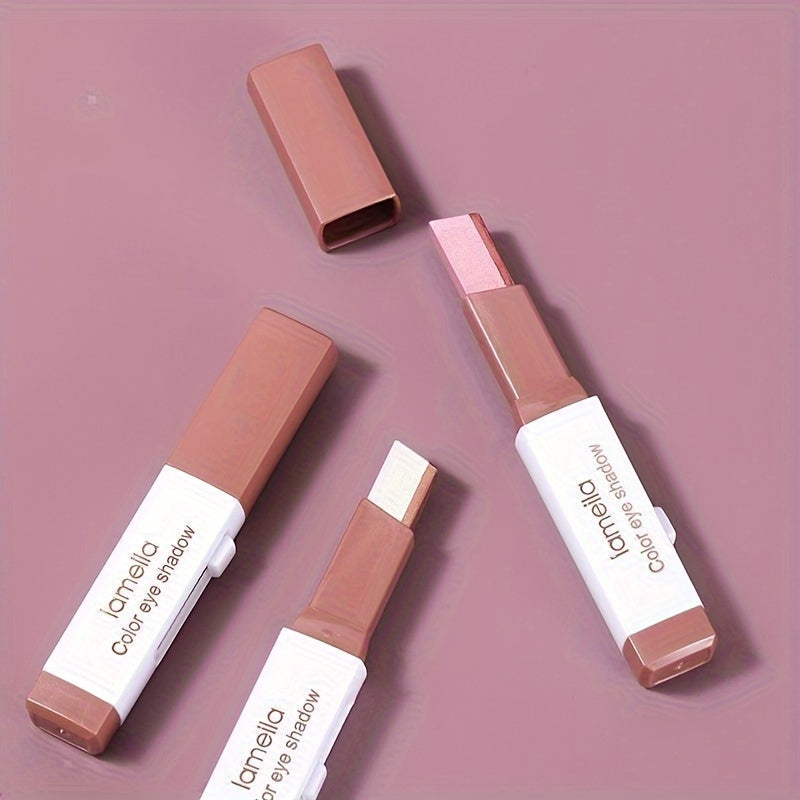 Women's Waterproof Dual-Tone Eyeshadow Stick Long-Lasting Matte Pearly Shades