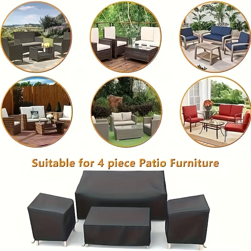 Set of Four Heavy Duty Outdoor Furniture Covers Sofa Chairs Coffee Table Black 210D
