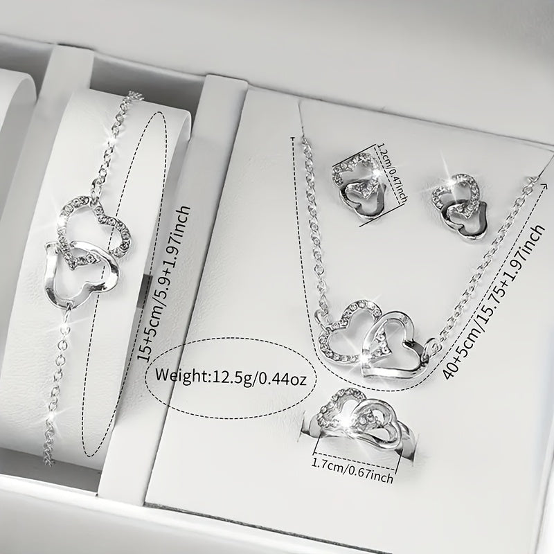 Women's Digital Quartz Watch Set with Heart-Shaped Dial and Jewelry Gift Set