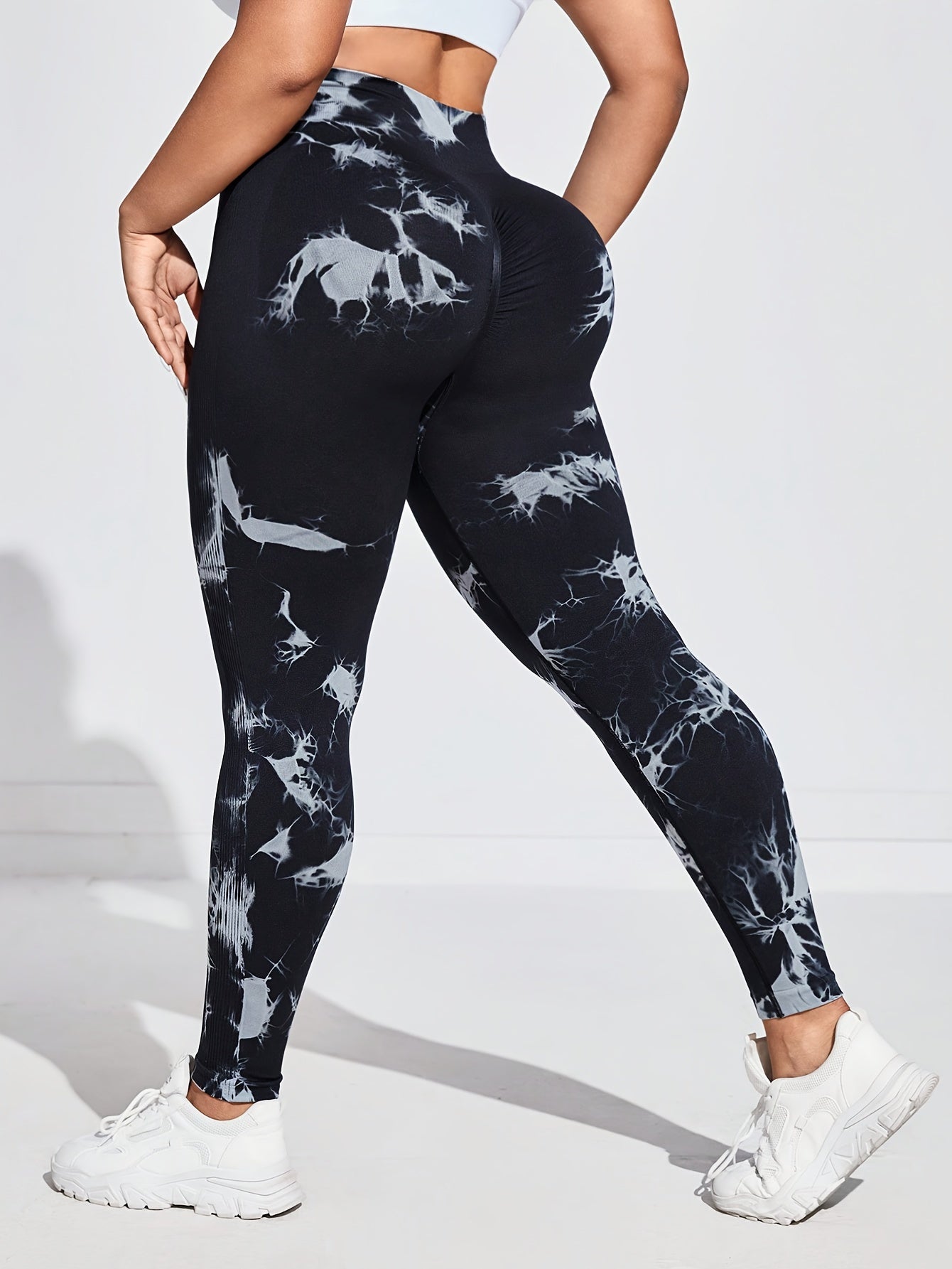 Plus Size Women's High-Waisted Stretch Pants Tie-Dye Quick-Dry Casual