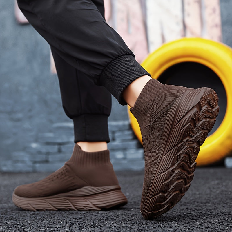 Erkaklar uchun Slip-On Yuqori Topli Paypoq Poyabzal, Yengil va Havo O'tkazuvchi Bahor, Yoz va Kuz uchun, Tashqi Sport uchun Mukammal