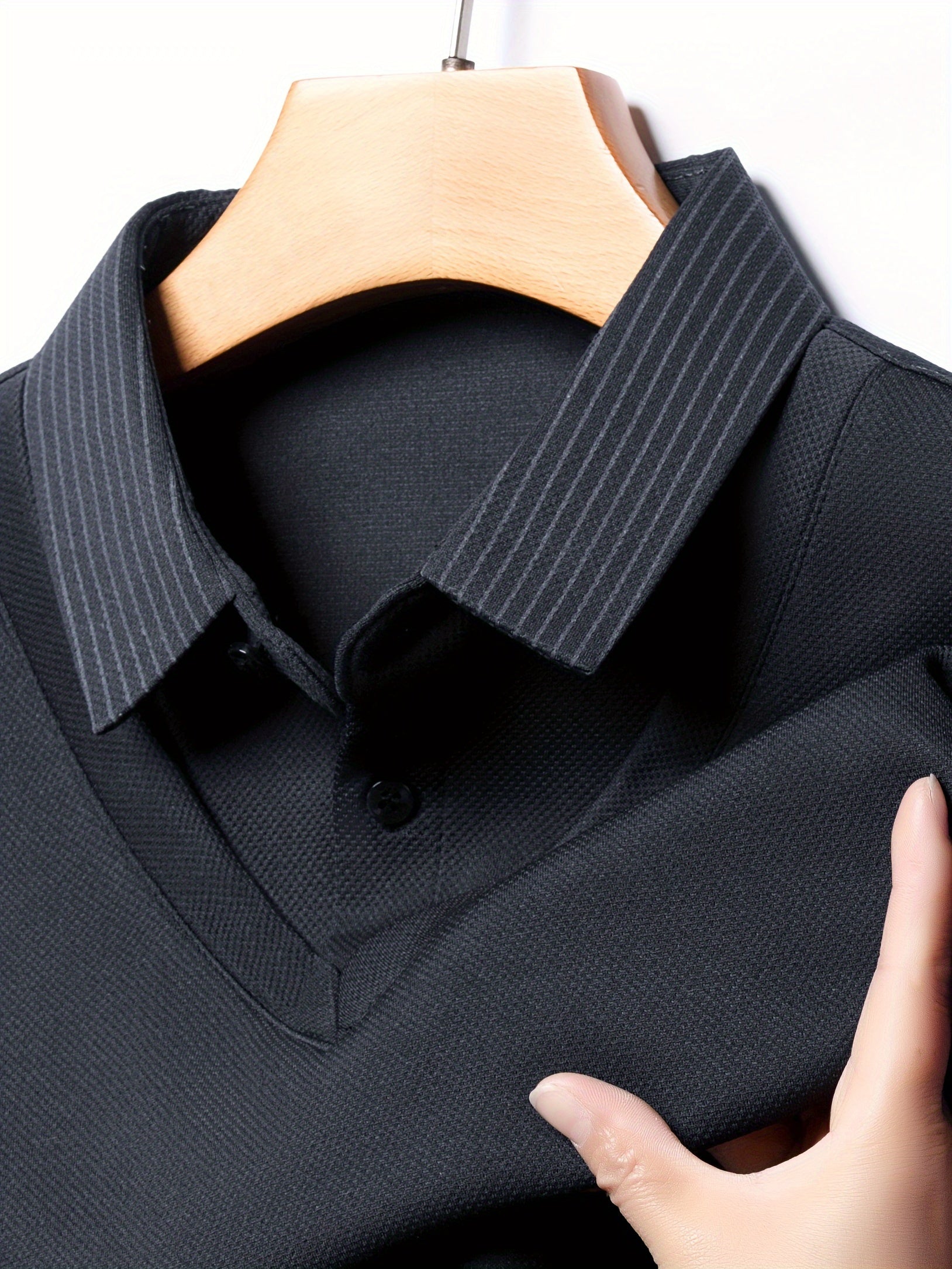 Мужская длинная рубашка-поло в полоску из полиэстера для отдыха на природе