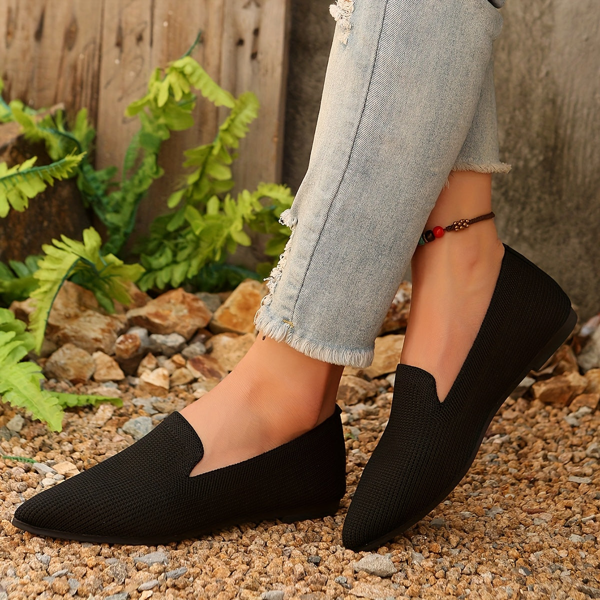 Women's Lightweight Pointed Toe Flats Slip-On Casual Shoes All-Season