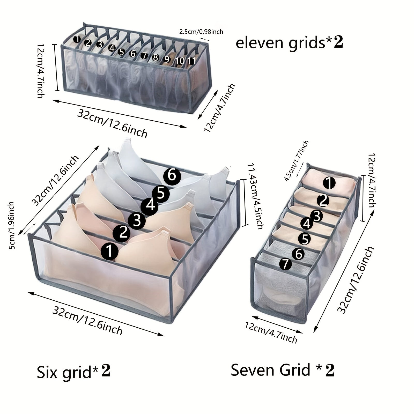 6-Piece Foldable Closet Organizer Dividers for Bras Socks Ties Scarves and Clothes