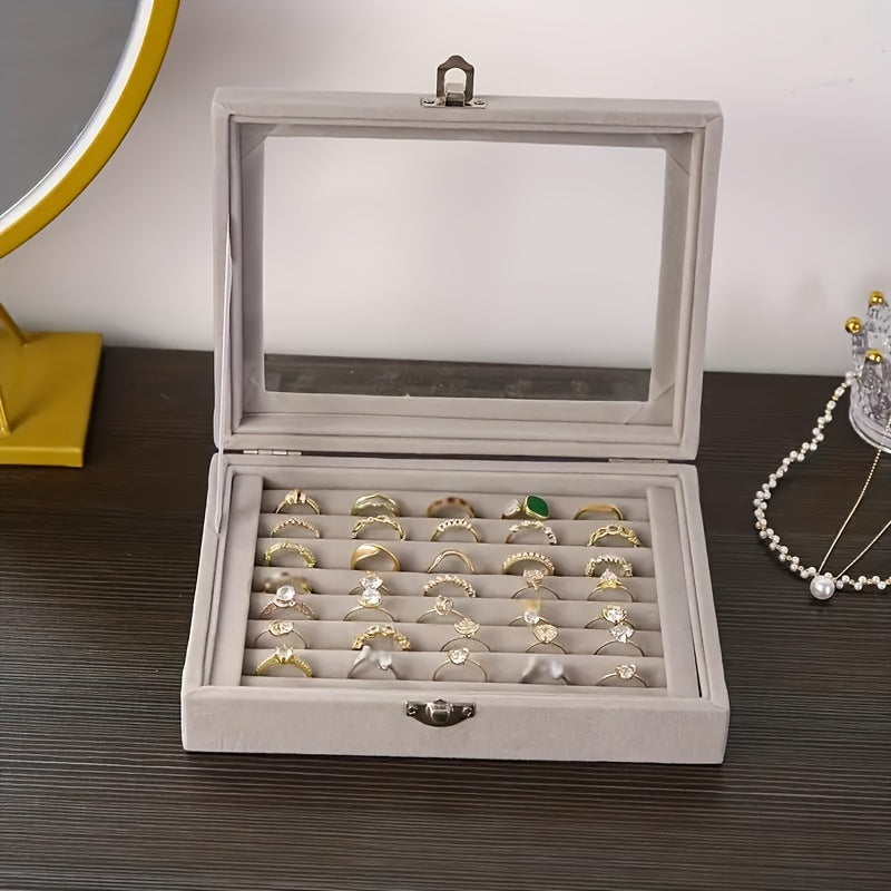 Бархатная шкатулка для украшений с защитной крышкой для колец, серег, ожерелий — органайзер для хранения