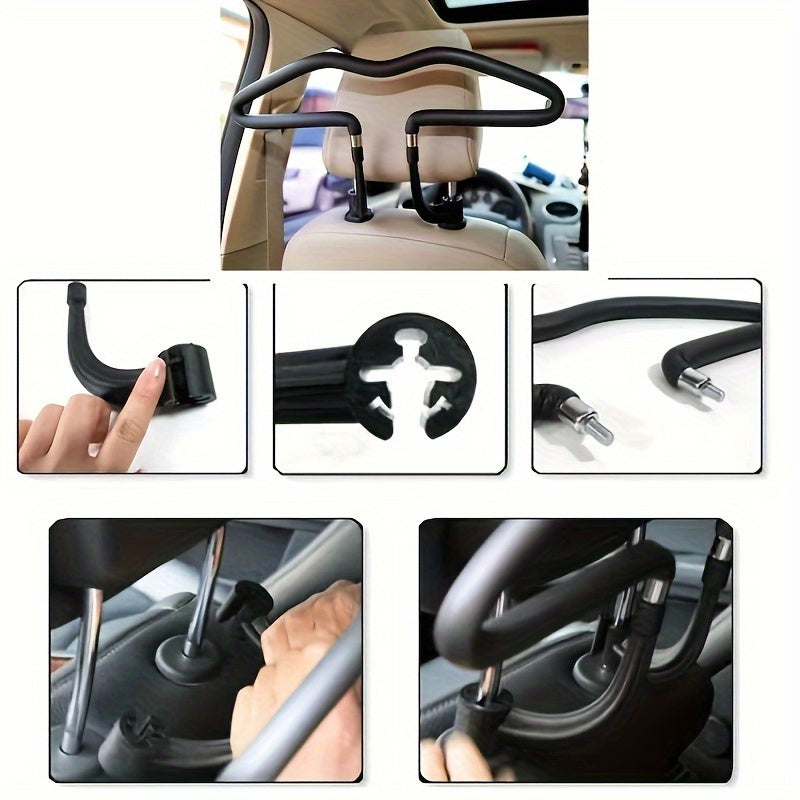 Perchero para asiento de coche de acero inoxidable, cuero PU, ahorra espacio, organizador de ropa para vehículo