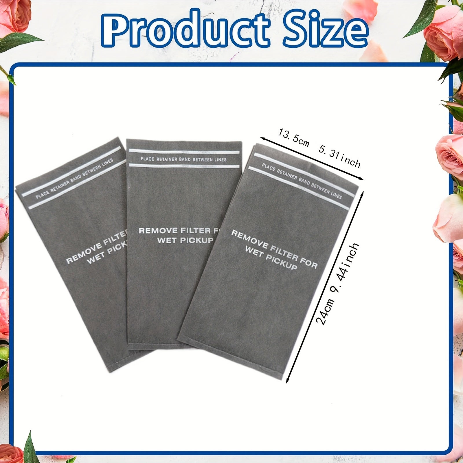 3-Pack Replacement Cloth Filter Bags for Wet Dry Vacuums 7.57-9.46L with Retaining Band