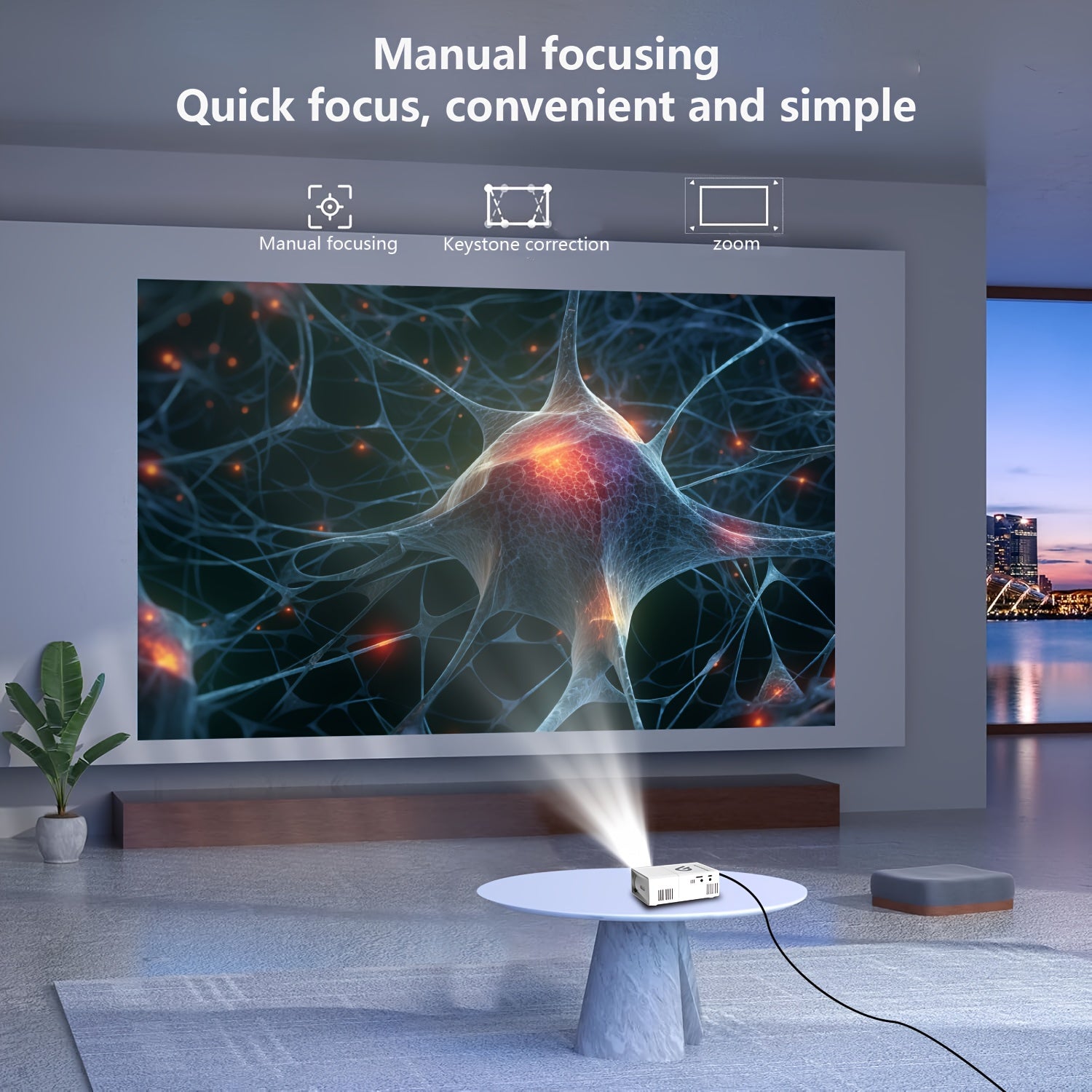 Портативный мини-проектор для фильмов, ТВ, ноутбука, смартфона с пультом дистанционного управления