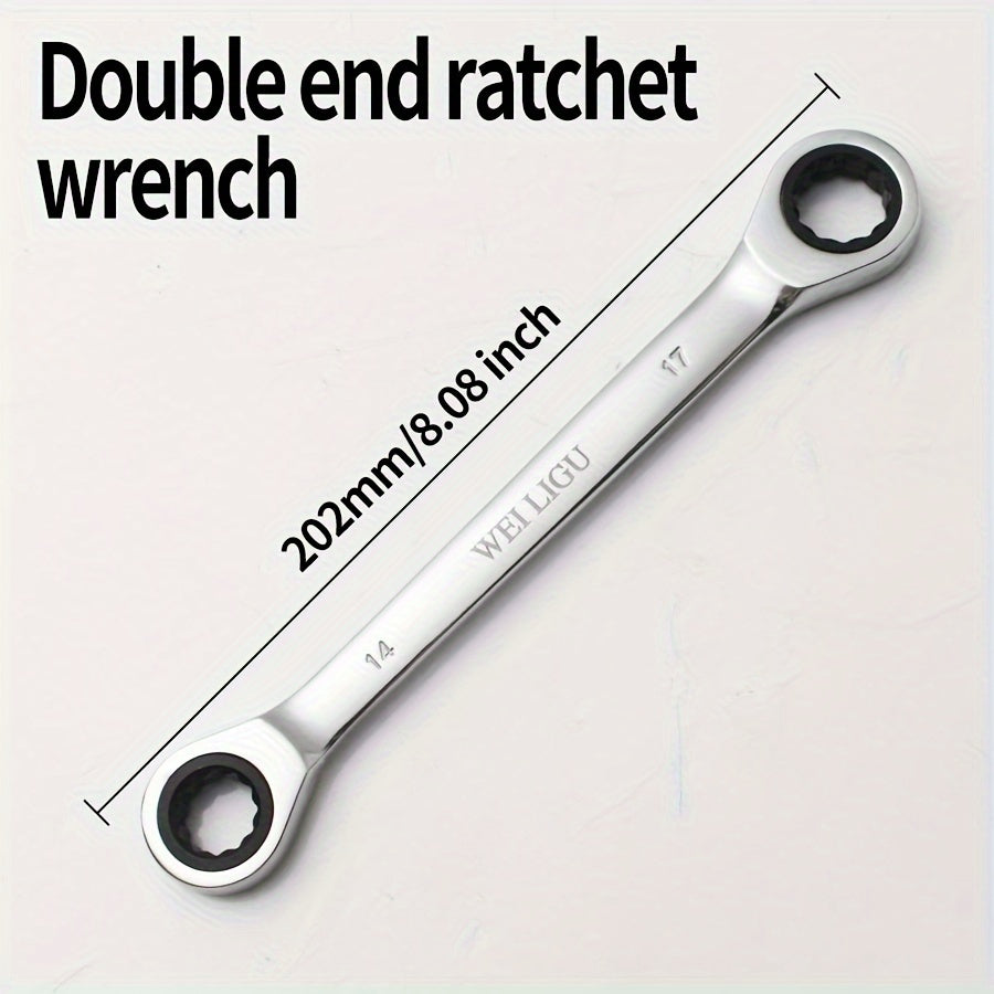 72 Tooth Ratchet Wrench Set Chrome Steel Double End 10-17mm Automotive